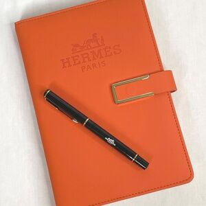 Hermes Orange Notebook with Pen